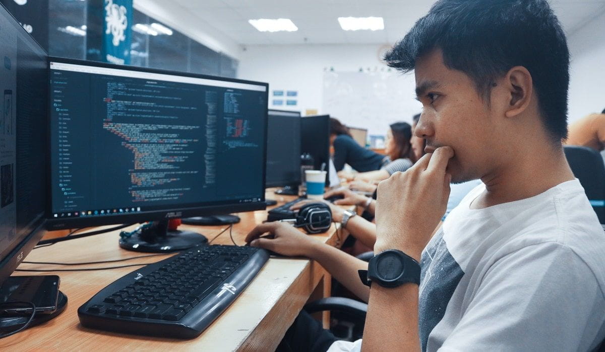 male student studying computer science