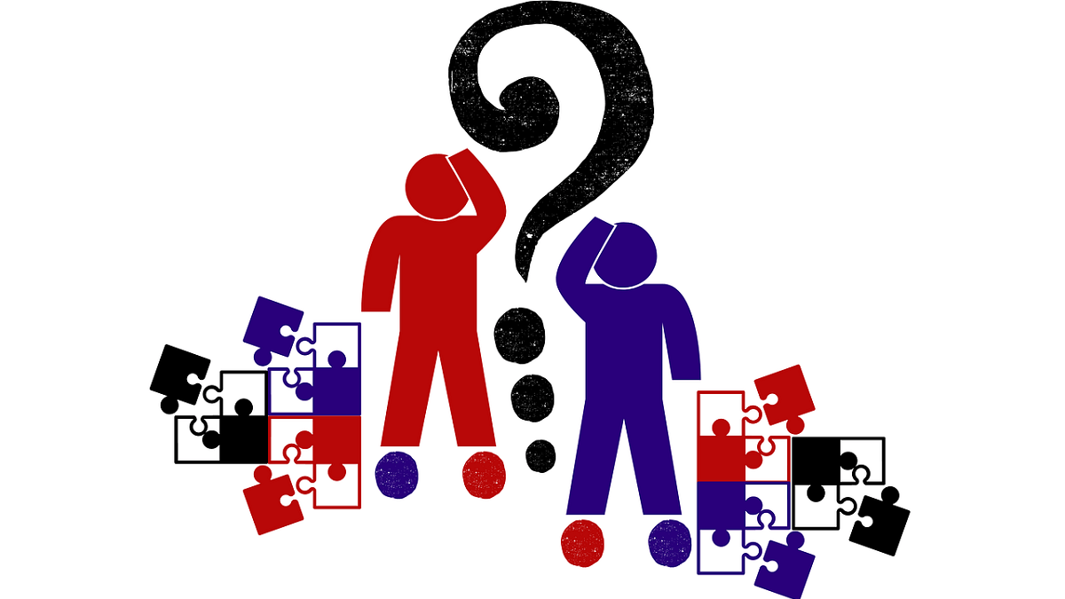 figures scratching heads next to puzzle pieces