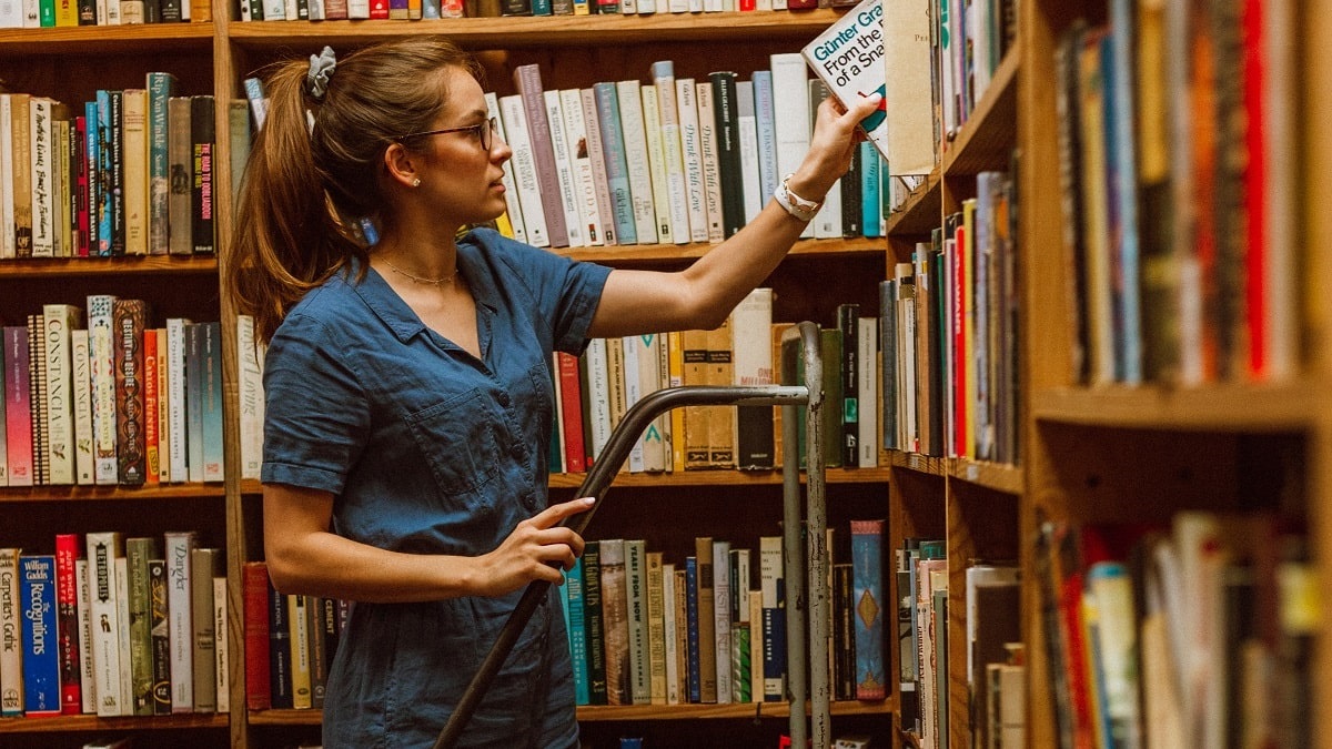 woman working in library