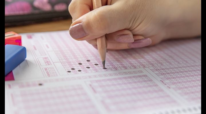 person completing standardized test